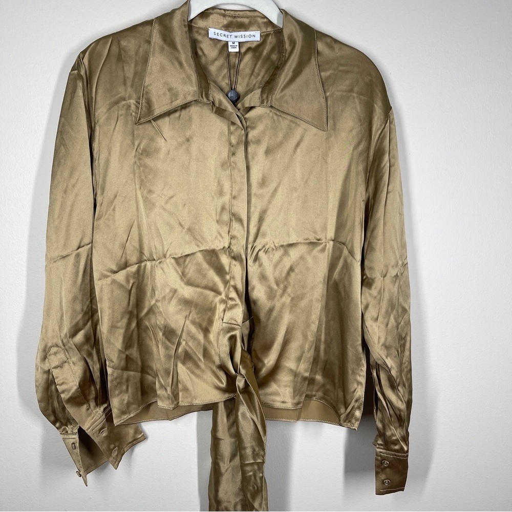 Secret Mission Silk Blouse Size M Color Bronze